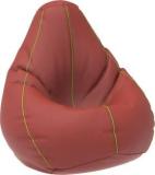 Furnigully XXXL Tan With Red Piping Teardrop Bean Bag With Bean Filling