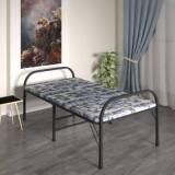 Furnimax Folding Bed with Soft Mattress Top 3ft x 6ft Engineered Wood Metal Single Bed Metal Single Bed