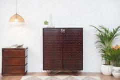 Furnishilp Multi purpose wooden bar cabinet, Wooden drinks cabinet Solid Wood Bar Cabinet