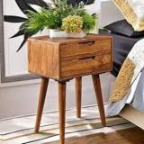 Furniture Hub Bed Side Table With 2 Drawer Nightstand Accent Or End Table With Storage White Engineered Wood Bedside Table