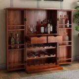 Furniture Mart Bar Cabinet For Living Room Rack Hard And Soft Drinks Storage Solid Wood Bar Cabinet