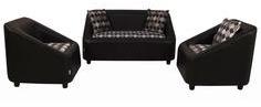 FurnitureKraft Dior Two Seater + One Seater + One Seater In Black