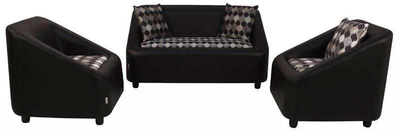 FurnitureKraft Dior Two Seater + One Seater + One Seater in Black