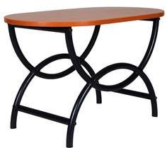 FurnitureKraft Metallic Centre Table With Cherry Colour Plywood Top