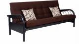 FurnitureKraft Metallic Three Seater Sofa Cum Bed With Brown Mattress