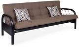 FurnitureKraft Metallic Three Seater Sofa Cum Bed With Grey Mattress