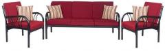 FurnitureKraft Metallic Three Seater Sofa Set with Maroon Mattress