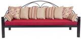 FurnitureKraft Metallic Three Seater Sofa With Maroon Mattress