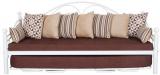 FurnitureKraft Metallic Three Seater Sofa With Under Bed With Brown Mattress