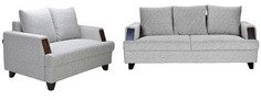 FurnitureKraft Roman Reverie 3+ 2 Seater Sofa Set In Gray Colour