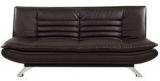 Furny Edo Leatherette Sofa Cum Bed In Brown Colour