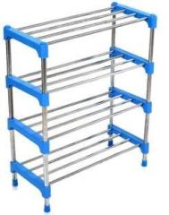 Futuregadgets Multipurpose Stainless Steel Rack 4 Tier Storage Organizer Rust Resistant Metal Open Book Shelf