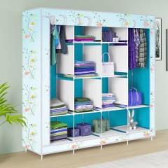 Gallaxy 12 Shelf 3 Door Printed Carbon Steel Collapsible Wardrobe