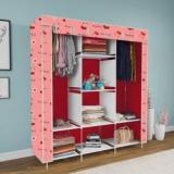 Gallaxy 3 Door 8 Shelf Printed Cotton Collapsible Wardrobe