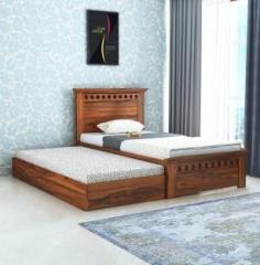 Ganpati Arts Armania SheeshamWood Single Trundle Storage Bed for Home/Kidsroom/1Year Warranty Solid Wood Single Drawer Bed