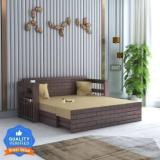 Ganpati Arts Jodhpur Solid Wood Sofa Cum Bed With Side Pocket For Bedroom/Home/1Year Warranty 3 Seater Double Solid Wood Pull Out Sofa Cum Bed