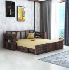 Ganpati Arts Oslo Sheesham 3 Seater Sofa Bed for Home/Hotel with Mini Storage & Side Pockets 3 Seater Double Solid Wood Pull Out Sofa Cum Bed