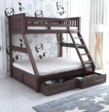 Ganpati Arts Rio Bunk Bed Twin Over Bed with Ladder Wooden Bunk Bed with 2 Drawer Storage Solid Wood Bunk Bed