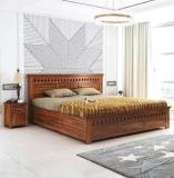 Ganpati Arts Sheesham Wood Armania Queen Size Bed With Box Storage For Bedroom/1Year Warranty Solid Wood Queen Box Bed