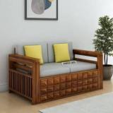 Ganpati Arts Sheesham Wood Diamond 2Seater Sofa with Side Pocket For Living Room/Bed Room Fabric 2 Seater Sofa