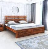 Ganpati Arts Sheesham Wood Queen Size Bed For Bedroom/Home/Hotel/LivingRoom Solid Wood Queen Bed