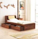 Ganpati Arts Solid Sheesham Wood Single Bed With 2 Drawers Storage Home/1Year Warranty Solid Wood Single Drawer Bed