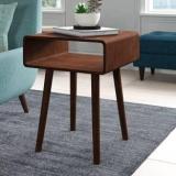 Genuinedecor Bedside End Table Open Shelf Solid Wood End Table