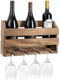 Genuinedecor Wine Rack Wall Mounted Solid Wood Bar Cabinet