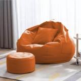 Giglick 4XL Bean Bag Cushion And Footrest Filled With Beans Orange Bean Bag Chair With Bean Filling