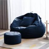 Giglick 4XL Giglick 4XL Bean Bag Cushion And Footrest Filled With Beans Navy Blue Bean Bag Chair With Bean Filling