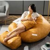 Giglick 5XL Premium Imported Soft Vegan Leather Bean Bag With Rectangular Footrest & Cushion Bean Bag Chair With Bean Filling