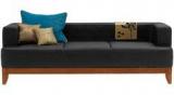 Godrej Interio Plunge Three Seater Synthetic Leather Sofa In Black Colour