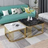 Golden Art Handicrafts 2 Square Nesting Table Set Coffee Table With Storage Open Shelf Engineered Wood Coffee Table