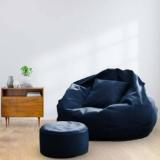 Gorevizon Opposed 4XL Bean Bag With Stool & Cushion Ready To Use Filled With Beans Bean Bag Chair With Bean Filling