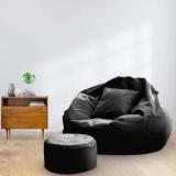 Gorevizon Opposed XXXL Bean Bag With Stool & Cushion Ready To Use Filled With Beans Bean Bag Chair With Bean Filling