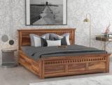 Goyalinterior Solid Sheesham Wood Elegue Queen Size Double Bed With Box Storage Solid Wood Queen Box Bed