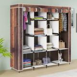 Gtc Printed Almirah Foldable Closet For Clothes 12 Shelves, 1 Side Pocket PP Collapsible Wardrobe