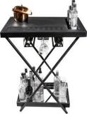 Haus Of Bars Model J Multi Functional, Portable And Foldable Bar Table In Matte Black Finish Metal Bar Trolley