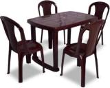 Hello 4 Seater Dining Table Set for Home Garden Cafeteria Plastic 4 Seater Dining Set