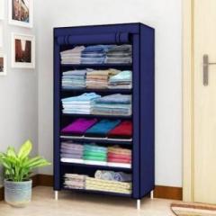 Hemovia 1 Door 6 Shelf Fabric PP Carbon Steel Collapsible Wardrobe