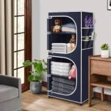 Hemovia 2 Door 4 Shelf Fabric PP PVC Carbon Steel Collapsible Wardrobe PVC Collapsible Wardrobe