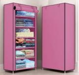 Home Reserve 1 Door 6 Shelf Fabric Carbon Steel PP Collapsible Wardrobe PP Collapsible Wardrobe