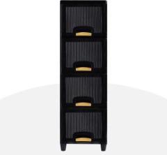 Homestic 4 Units Multipurpose Folding Cabinet Storage Organizer | Black Plastic Free Standing Cabinet