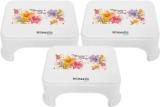 Homestic Floral Print 3 Pieces Plastic Bathroom Stool For Home, Office|White Stool