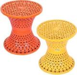 Homestic Plastic Mesh Damroo Seating Stool|Both Sided Stool For Guestroom|Pack Of2|Multi Stool