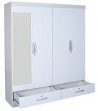 HomeTown Apollo High Gloss Four Door Wardrobe With Mirror In White Colour