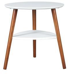 HomeTown Aster Side Table In White N Walnut Colour