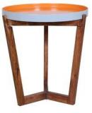 HomeTown Bloom Solidwood Side Table In Honey & Orange Colour