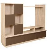 HomeTown Clover Wall Entertainment Unit In Light Oak & Dark Brown Colour