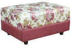 HomeTown Colorado Fabric Floral Ottoman In Red Colour